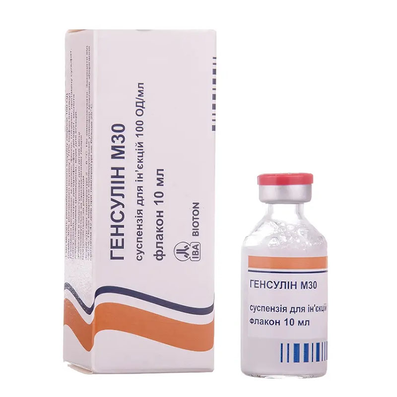 Генсулін М30 суспензія для ін'єкцій 100 ОД/мл по 10 мл у флаконі 1 шт.