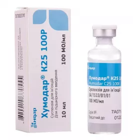 Хумодар К25 100Р суспензія для ін'єкцій 100 Од/мл по 10 мл у флаконі 1 шт.