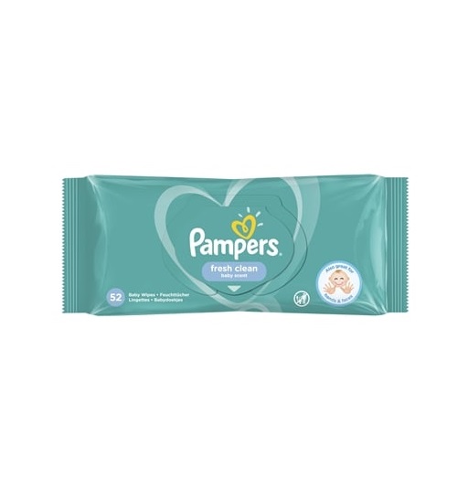 Серветки вологі Pampers дитячі Fresh Clean №52 ПрепакКороб