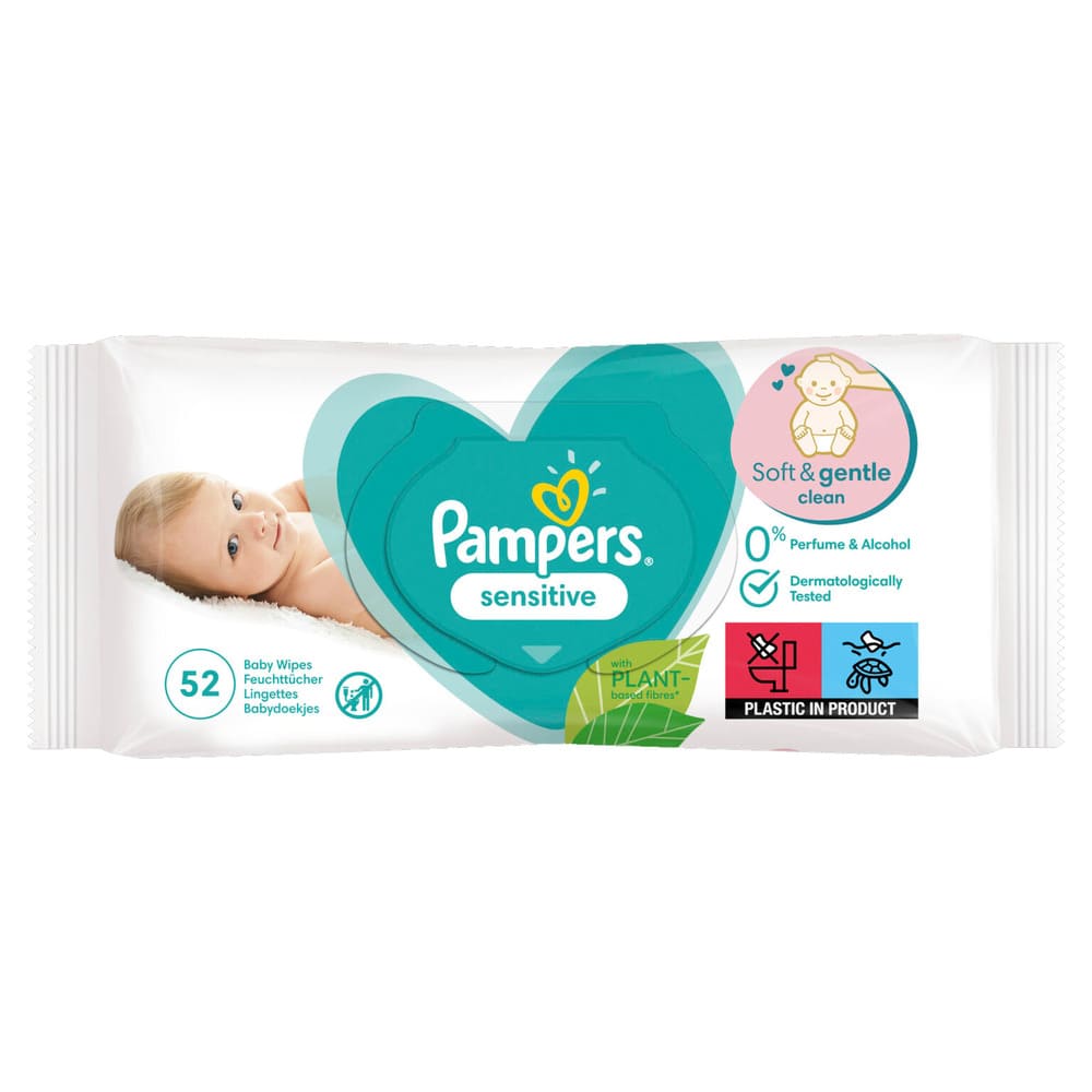 Серветки вологі Pampers длитячі Sens №52 ПрепакКороб