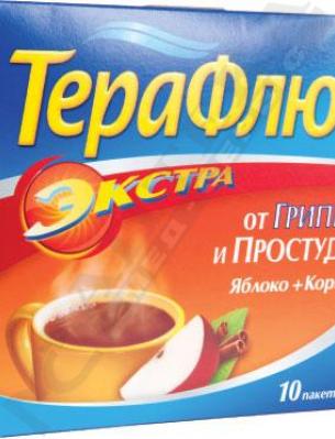 Терафлю Екстра яблуко + кориця порошок у пакетику 10 шт.