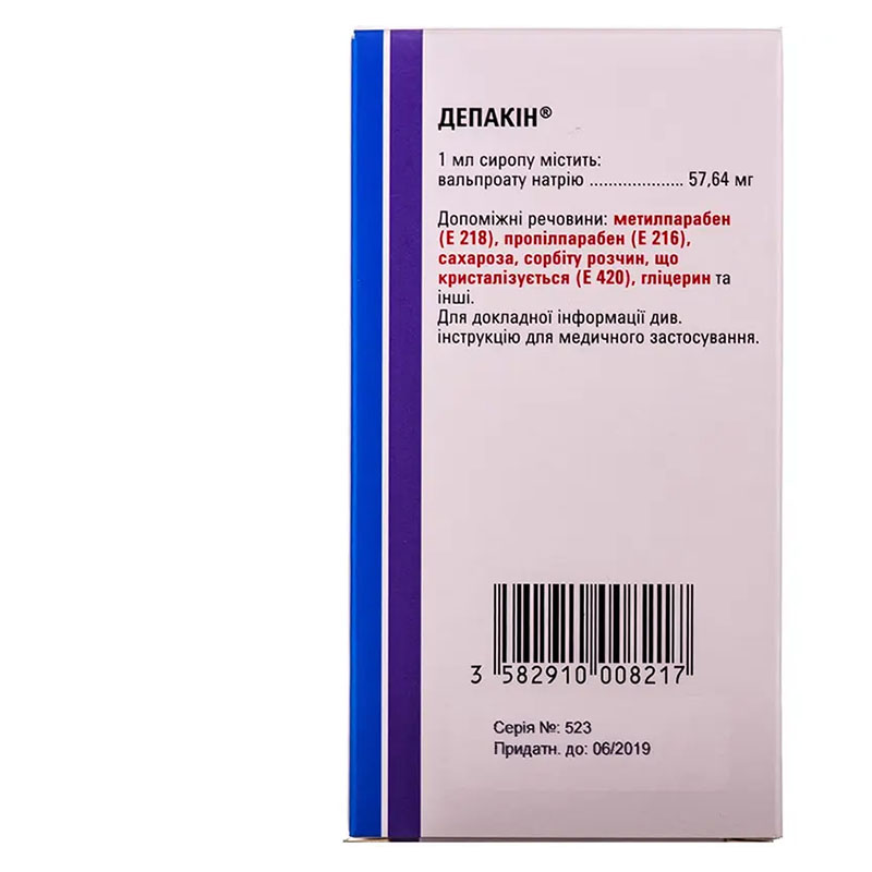 Депакін сироп 200 мг/5 мл по 150 мл у флаконі 1 шт.