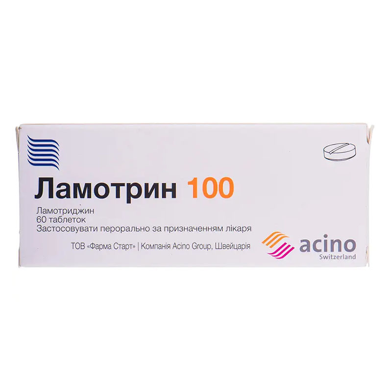 Ламотрин 100 таблетки по 100 мг 60 шт. (10х6) Ламотрин 100 таблетки по 100 мг 60 шт. (10х6)