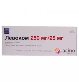 Левоком таблетки по 250 мг/25 мг 100 шт. (10х10)