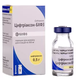 Цефтріаксон-БХФЗ порошок по 500 мг у флаконі 1 шт.