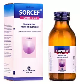 Сорцеф гранули 100 мг/5 мл по 100 мл (53 г) у флаконі