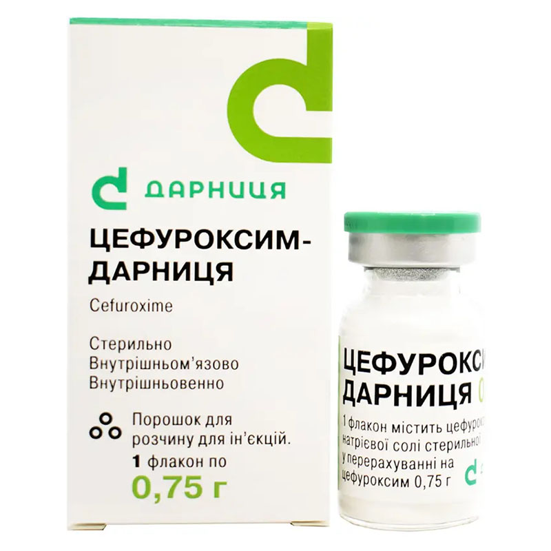 Цефуроксим-Дарница порошок по 0.75 г во флаконе 1 шт. Цефуроксим-Дарница порошок по 0.75 г во флаконе 1 шт.