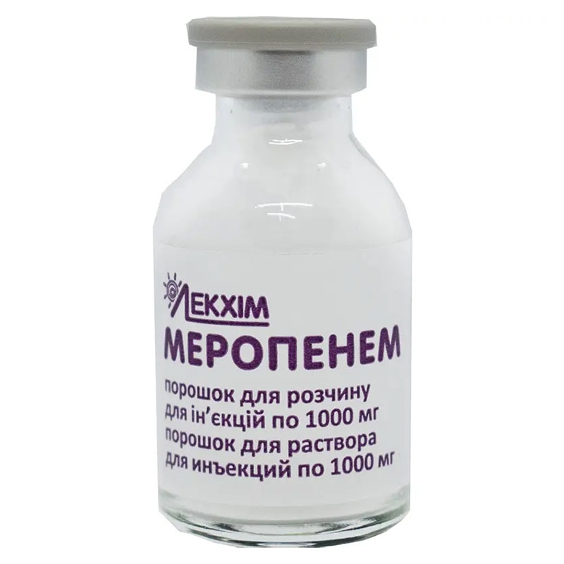 Меропенем порошок по 1000 мг у флаконі 1 шт. - Лекхім