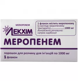 Меропенем порошок по 1000 мг у флаконі 1 шт. - Лекхім
