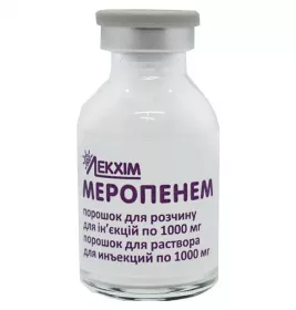 Меропенем порошок по 1000 мг у флаконі 1 шт. - Лекхім