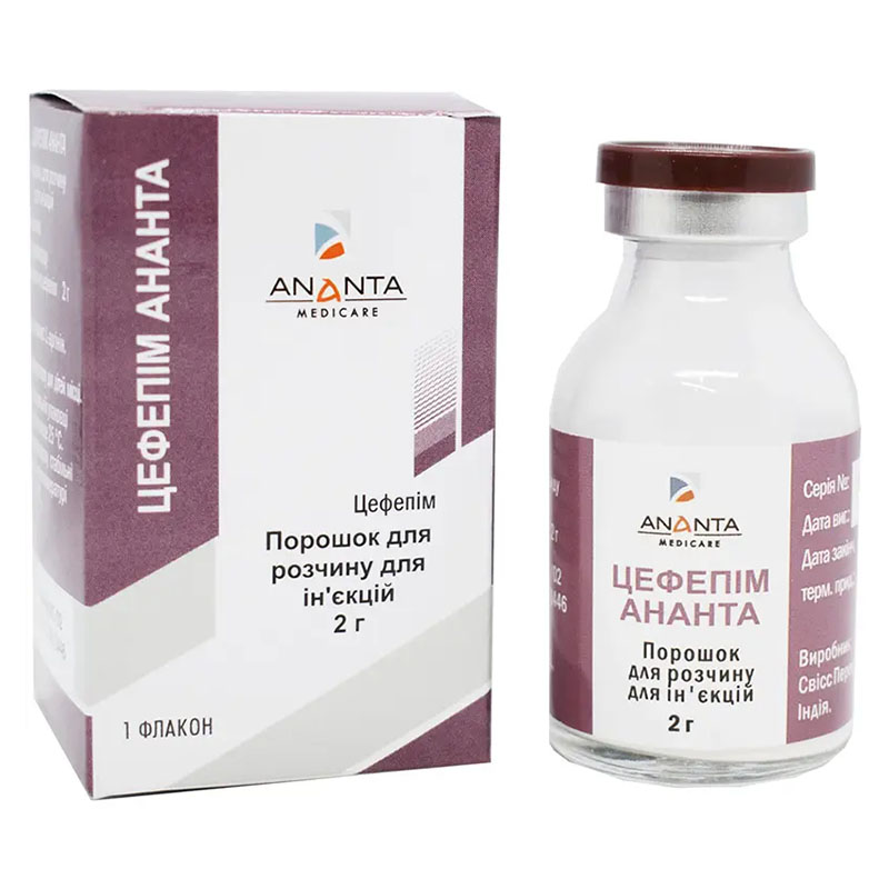 Цефепім порошок по 2 г у флаконі 1 шт. - Ананта