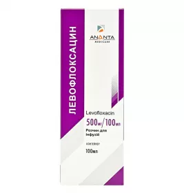 Левофлоксацин розчин для інфузій 500 мг/100 мл по 100 мл у контейнері