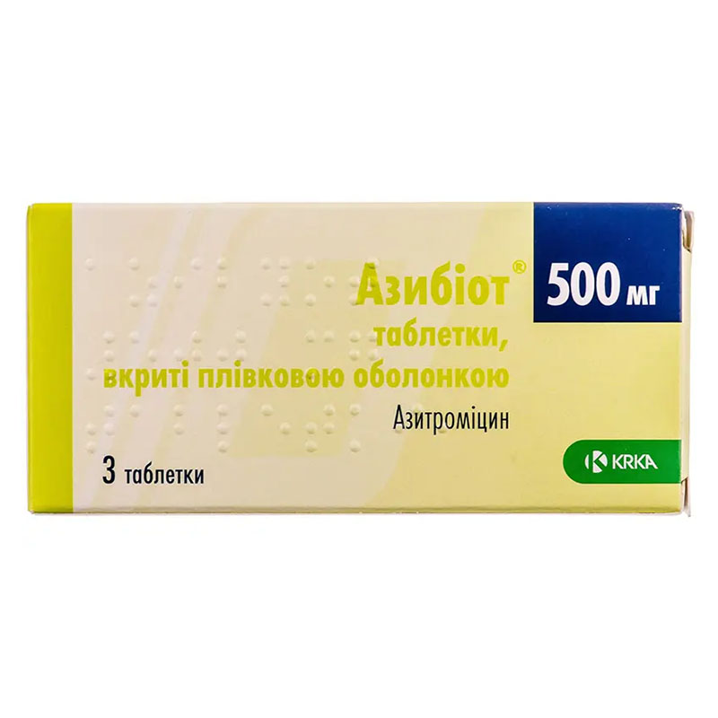 Азибіот таблетки по 500 мг 3 шт.