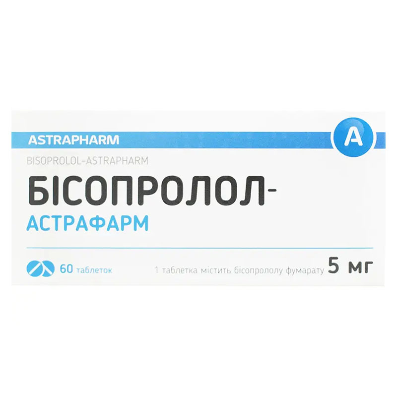 Бисопролол-Астрафарм таблетки по 5 мг 60 шт. (10х6)