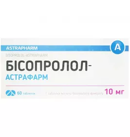 Бісопролол-Астрафарм таблетки по 10 мг 60 шт. (10х6)