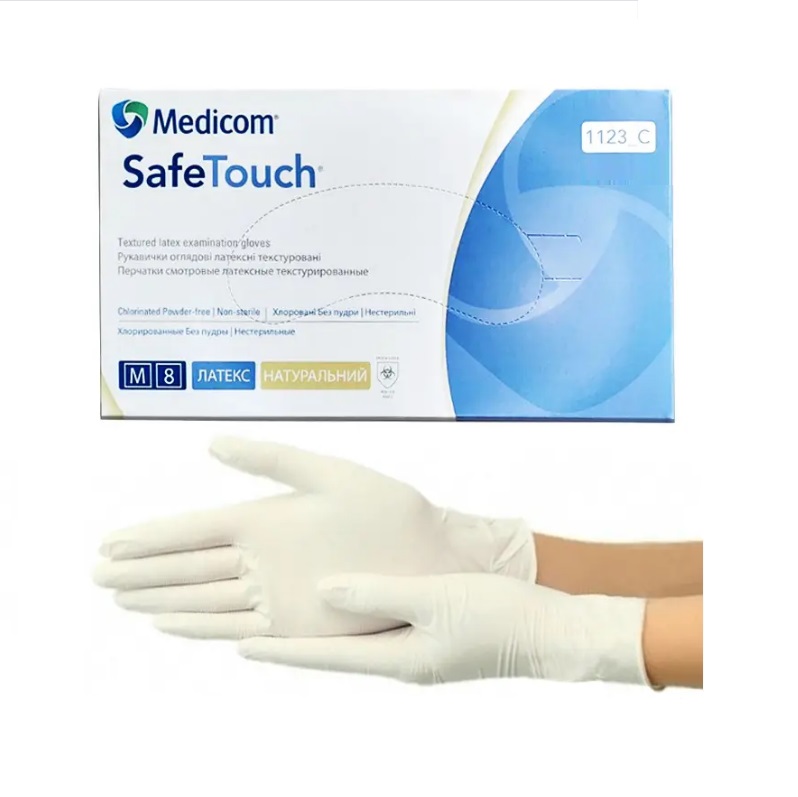*Перчатки Safe-Touch смотр.латекс.н/ст.б/пудры р.M (50пар)