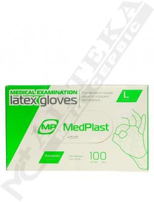 *Перчатки MedPlast оглядові латексні нестерильні з пудрою L