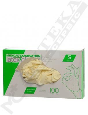 *Перчатки MedPlast оглядові латексні нестерильні з пудрою S