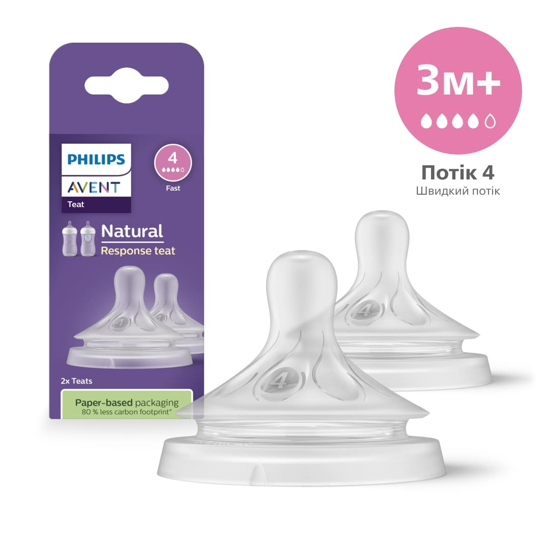 Соска Avent 964/02 Natural швидкий потік 3+ міс 2шт