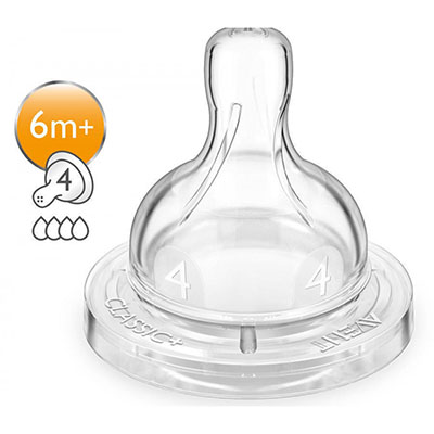 *Соска Avent 634/27 на 4 отвори 6+ міс 2шт