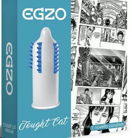Презерватив-насадка EGZO латексна стимулююча одноразова Tought Cat
