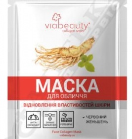 *Маска Via Beauty Коллагеновая для лица Красный Женшень Восстановление свойств кожи