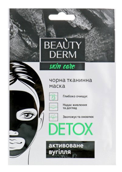 Маска BEAUTYDERM Detox Черна тканинна з активованим вугіллям 25 мл