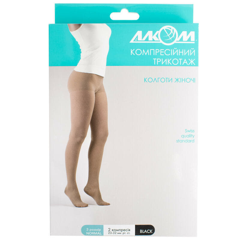 *Колготы Алком 7012 женские 2 компрессионные р 3 черные