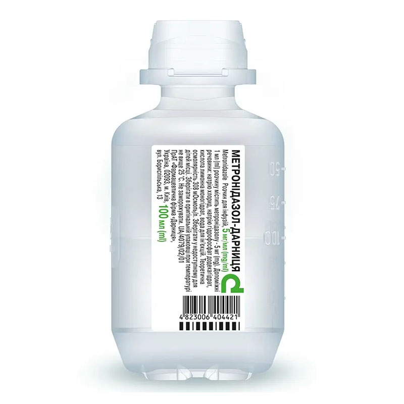 Метронідазол-Дарниця розчин для інфузій 5 мг/мл по 100 мл у флаконі 1 шт.