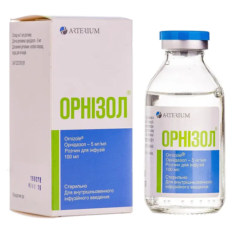 Орнізол розчин для інфузій 5 мг/мл по 100 мл у флаконі 1 шт.
