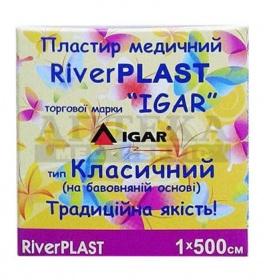 *Лейкопластырь River Plast 1x500см хлопк.осн.карт./уп.