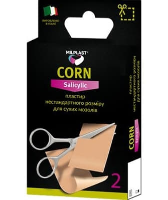*Лейкопластир Milplast Corn salicylic д/сухих мозолів 6*4см №2 *Лейкопластир Milplast Corn salicylic д/сухих мозолів 6*4см №2