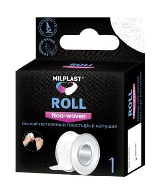 *Лейкопластир Milplast Roll non-women біл.неткан.5м*2,5см *Лейкопластир Milplast Roll non-women біл.неткан.5м*2,5см