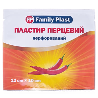 *Family Plast ПЛАСТИР ПЕРЦЕВИЙ 12см*10см перфорований №1