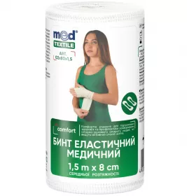 Бинт Medtextile еласт. мед. середньої розтяжності 1,5 м x 8 см