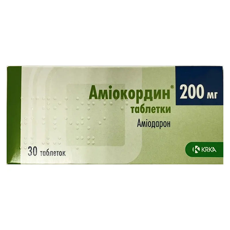 Аміокордин таблетки по 200 мг 30 шт. (10х3)