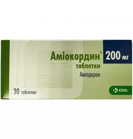 Аміокордин таблетки по 200 мг 30 шт. (10х3)