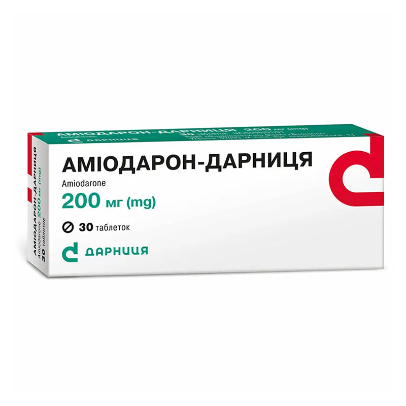 Амиодарон-Дарница таблетки по 200 мг 30 шт. (10х3) Амиодарон-Дарница таблетки по 200 мг 30 шт. (10х3)