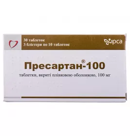Пресартан-100 таблетки по 100 мг 30 шт. (10х3)