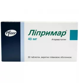 Ліпримар таблетки по 40 мг 30 шт. (10х3)