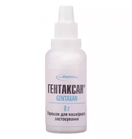 *Гентаксан порошок для нашкірного застосування по 8 г у флаконі або флаконах-крапельницях