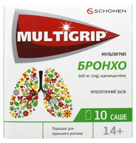 Мультигрип Бронхо порошок 600 мг по 3 г в саше 10 шт.