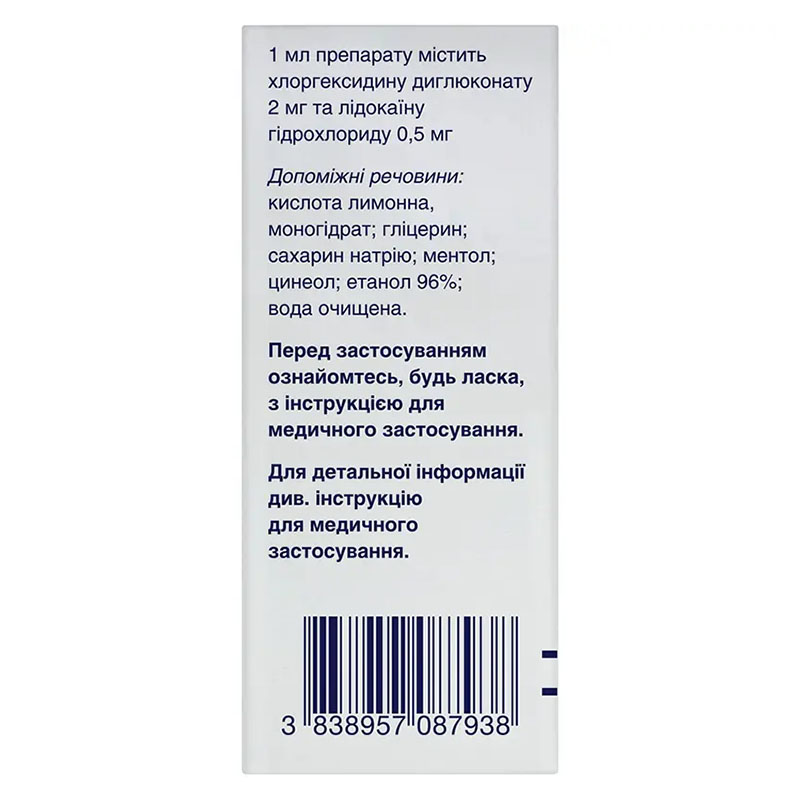 Лидоксан ментол спрей 2 мг/0,5 мг/1 мл по 30 мл во флаконе 1 шт.