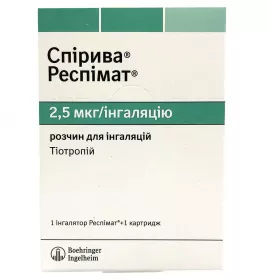Спірива Респімат розчин для інгаляцій 2,5 мкг/інг картридж 4 мл (60 інгаляцій) у комплекті з інгалятором Респімат 1 шт