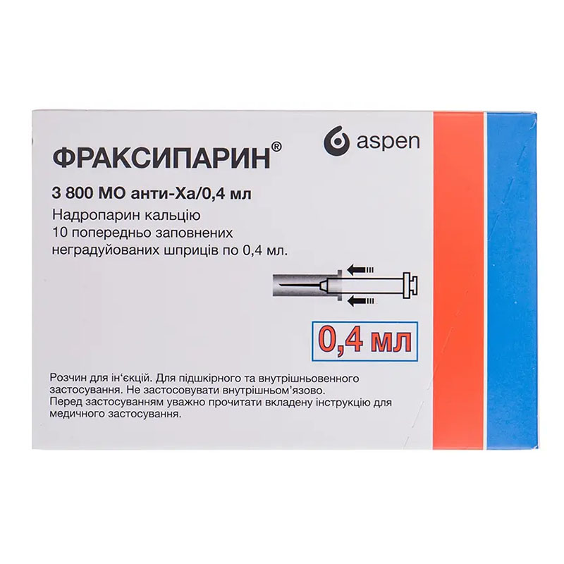 Фраксипарин раствор для инъекций 9500 анти-Ха МЕ/мл по 0.4 мл в шприце 10 шт. 