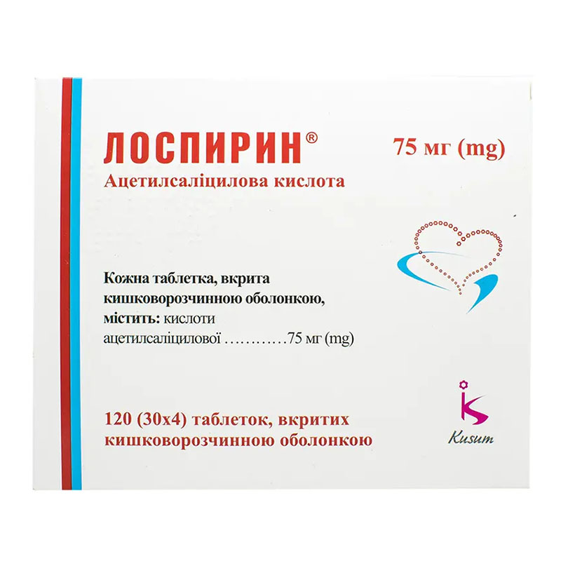 Лоспирин таблетки по 75 мг 120 шт. (30х4)