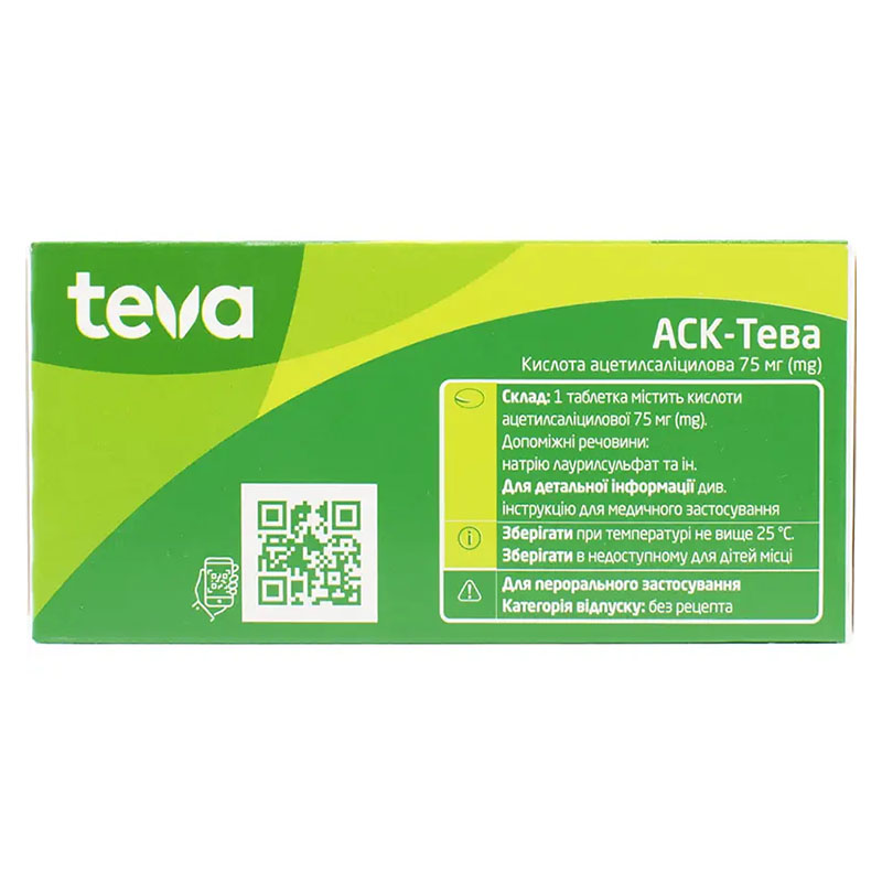АСК-Тева таблетки по 75 мг 30 шт. (10х3)
