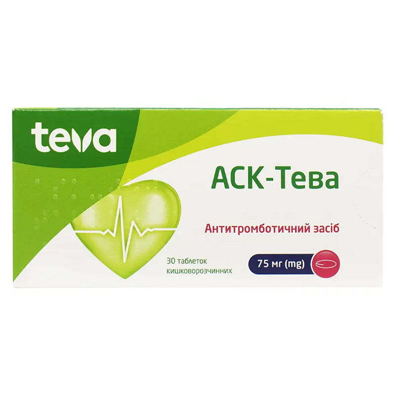 АСК-Тева таблетки по 75 мг 30 шт. (10х3)