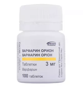 Варфарин Оріон таблетки по 3 мг 100 шт. у флаконі