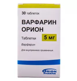 Варфарин Оріон таблетки по 5 мг 30 шт. у флаконі